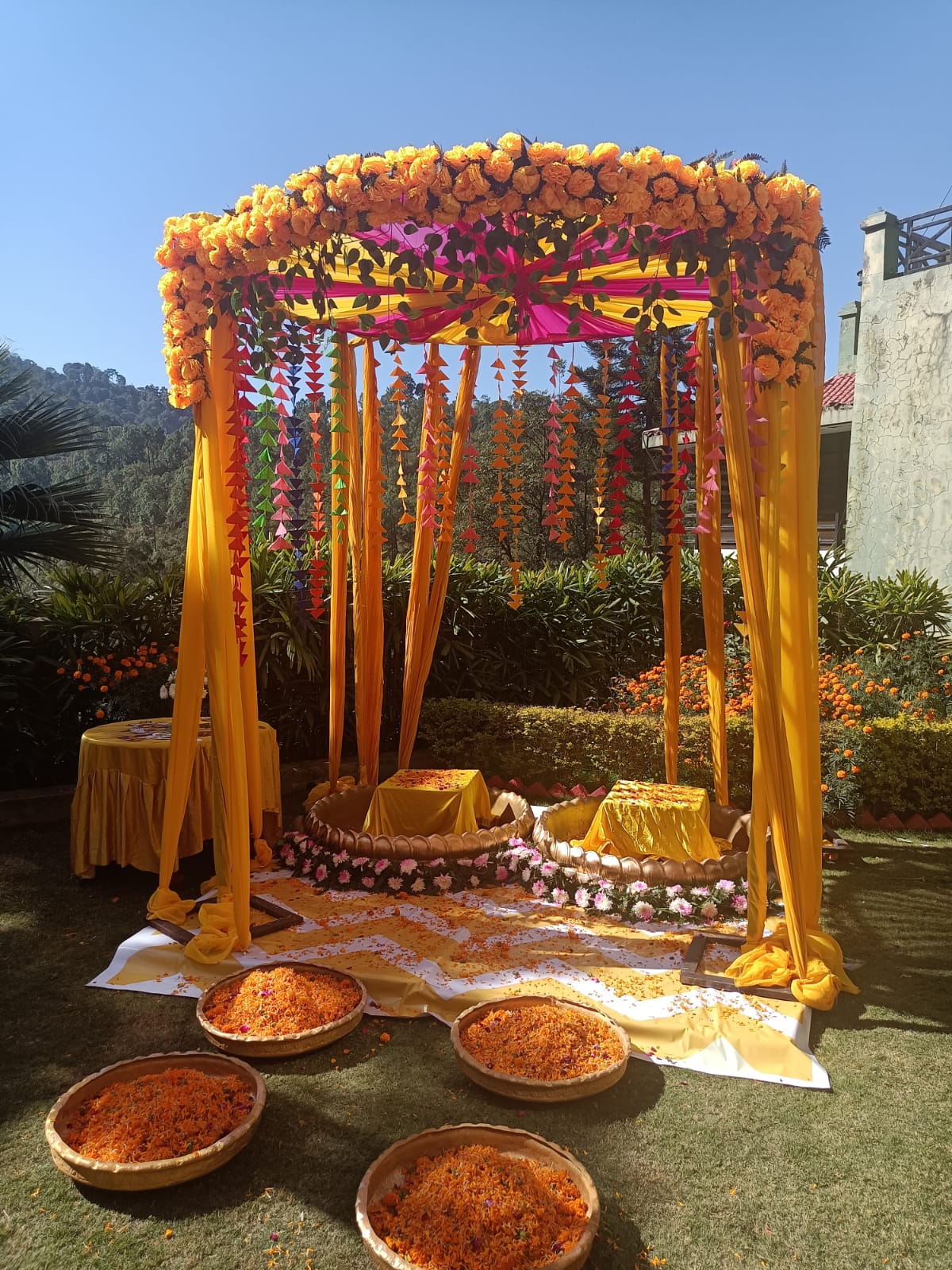 Outdoor wedding celebration in Kasauli